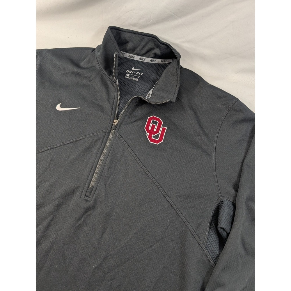 Nike Dri Fit Golf Oklahoma Sooners OU Quarter Zip Pullover 1/2 Zip Black XL